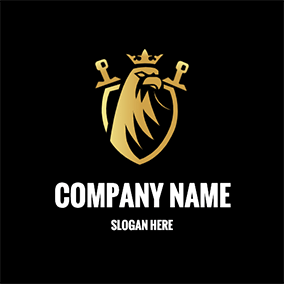 Animal & Pet Logo Sword Shield Eagle Royal logo design