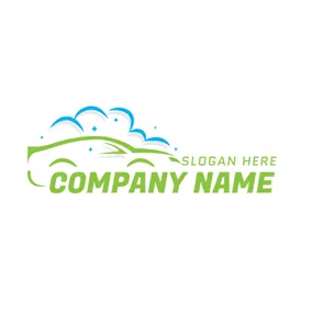 Car Wash Logo Abstract Soap Bubble and Car logo design