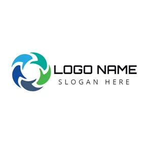 Company & Organization Logo Blue and Green Circular Fish Company logo design