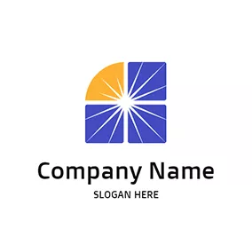 Solar Logo Blue Solar Light and Square logo design