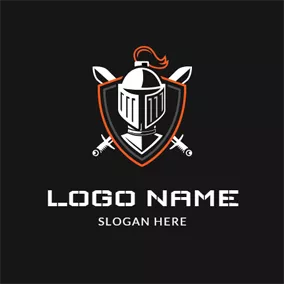 Art & Entertainment Logo Cross Sword and Barbarian Knight logo design