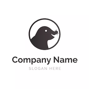 Circle Logo Happy Black Mole and Circle logo design