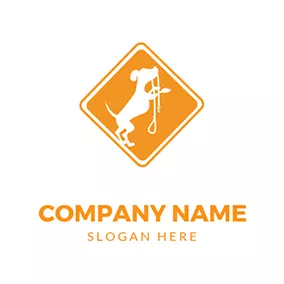 Dog Logo Simple Rhombus Dog Walking logo design